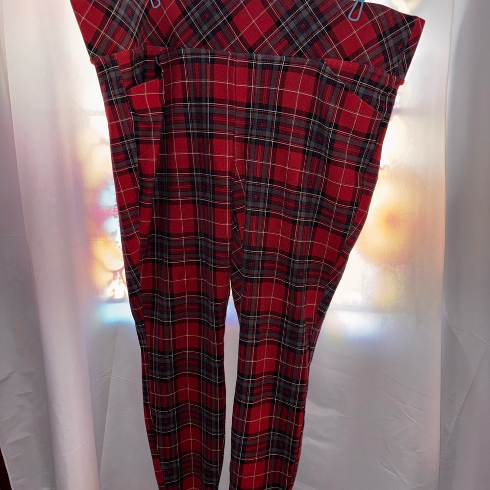 Torrid Red and Black Plaid Pixie Pants